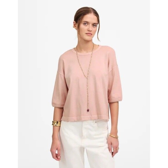 MADEWELL Relaxed Boxy Tee XS Sunwashed Pink Oversized Cotton Jersey Knit NWT B82 - Picture 1 of 5